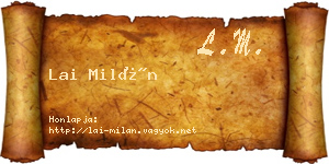 Lai Milán névjegykártya